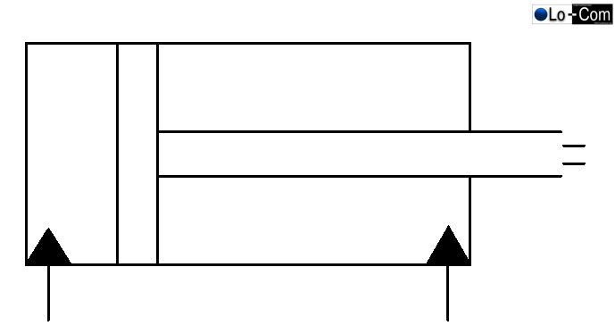 Doppeltwirkender Zylinder (Differentialzylinder), Verhältnis Fläche 2:1 1:2